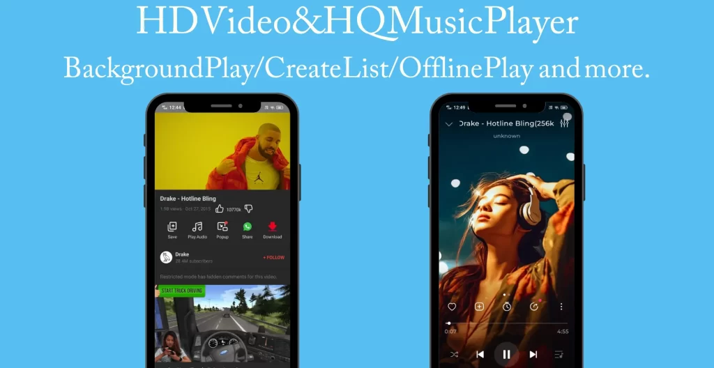 HD Video&HQ Music Player Background Play/Create List/Offline Play and do more fun vidmat